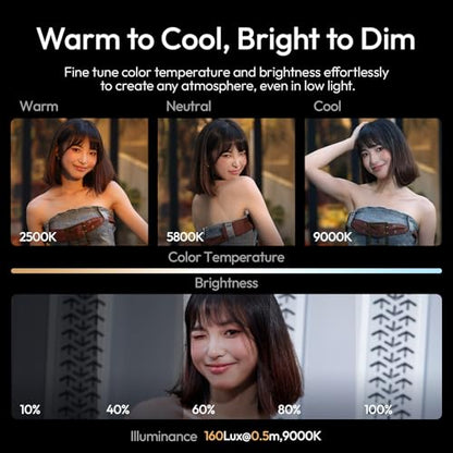Ulanzi ML05 Magnetic Selfie Ring Light, Fill Light with Built-in Mirror, 2500K-9000K Dimmable Portable LED Flash, CRI97 Pocket Video Light for iPhone 17 16 Pro Max Series, Vlog Live Makeup Shooting - color: Black