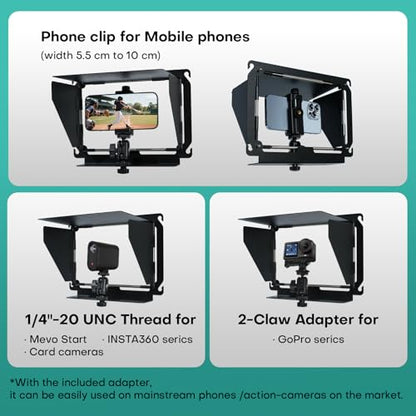 Baseball Fence Phone Mount, 3-Sided Anti-Glare Sunshade, Clear Game Footage in Bright Sunlight, Quick Setup, Durable Metal Frame, Fits iPhone, GoPro, Mevo Start
