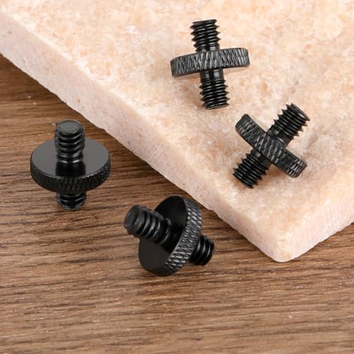 1/4" Male to 1/4" Male Tripod Screw, 4 PCS Standard Camera Cage Mount Threaded Light Stand Screw, Double Head Converter Precision Made for Shoulder Rig Stud Mounting Accessories