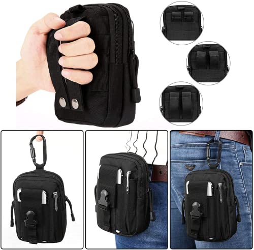 Belt Pouch, Tactical Molle Phone Pouch EDC Utility Pouches Waist Bag, Small Cell Phone Holster Gear Tool Gadget Pocket for Men - color: Black
