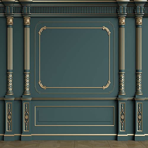 Kate 10×10ft Dark Green Photo Backdrop Classic Interior Gypsum Line Microfiber Empty Room Antique Roman Column Photography Background Photo Studio Props for Photographer Pictures Videos