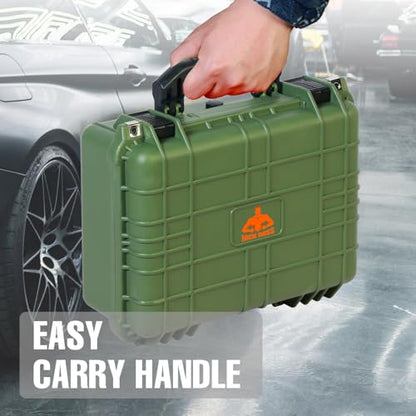 Jack Boss 16x 12.8x 6.8 Inch Hard Case, Portable Weather Waterproof Protective Camera Case with Customizable Foam, Fit Use of Drones, Camera, Equipments, Green - color: GREEN, size: 16x12.8x6.8"
