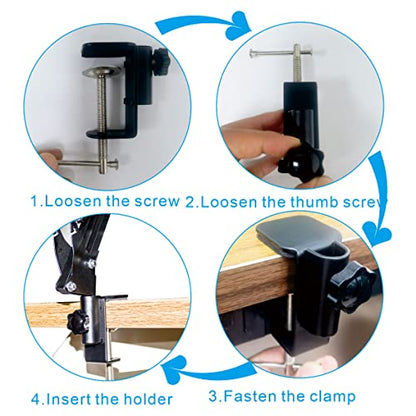 Desk lamp Clamp: 2PACK 1/2 Enlarge Hole Replacement C Clamp Desk Light,Magnifying Glass w/ Light,Table Mic Stand,Mic Arm Desk Mount, Phone Holder,for Office Work Task (M Black) (C CLAMP SMALL) - color: M Black