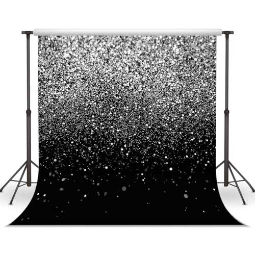 Black and Silver Backdrop Silver Glitter Backdrop for Photography Wedding Birthday Baby Shower Party Photo Studio 8x8FT FW18 - color: Silver, size: 8x8FT