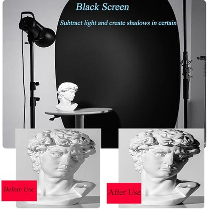 3.3x5ft/1x1.5m Chromakey Backdrop, 2-in-1 Black Screen and White Screen, Collapsible Reversible Pop Up Background for Photography Studio, Live Streaming, Video Shooting (Black/White) - color: Black/White, size: 3.3x5ft