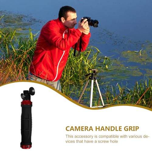FRCOLOR Video Camera Handle Grip Stabilizer with 1/4" Screw Mount and LED Light for DSLR and Phone, Multifunctional Handheld Gimbal for Travel and Professional Filming, Black