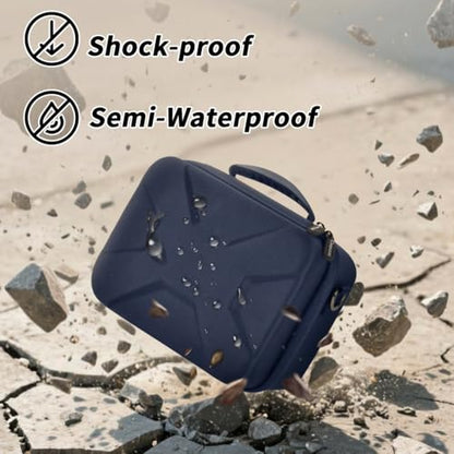 Comecase Hard Camera Case for Canon R50/R100/T7, for Sony A6400/ZV-E10 | Small Camera Bag with Hard EVA Shell, Adjustable Dividers, 6 Battery/SD Organizer Slots and Shoulder Strap, Dark Blue - color: Dark Blue