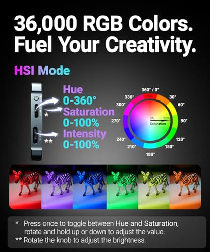 RGBWW Video Light (Ultra-Thin 4000mAh 2500-9900K Soft Diffuser CRI 95+) Portable LED RGB Video Light Panel for Photographer, Content Creator - style: 5in1 Combo