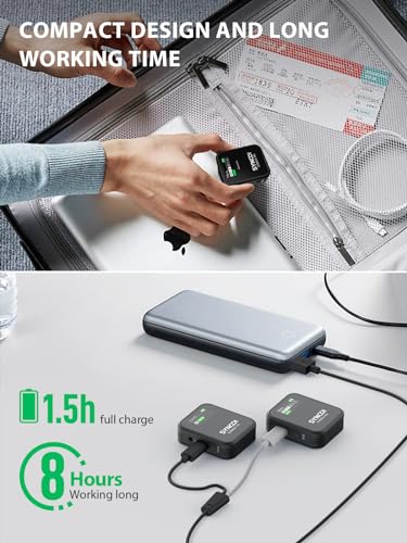 SYNCO Wireless Lavalier Microphone 2.4G Lav Mic with Charging Case 656FT 8H for Online Class Live Streaming YouTube for Camera Smartphone Tablet (1TX+1RX(with Display+8GB) - style: 1TX+1RX(with Display）+8GB
