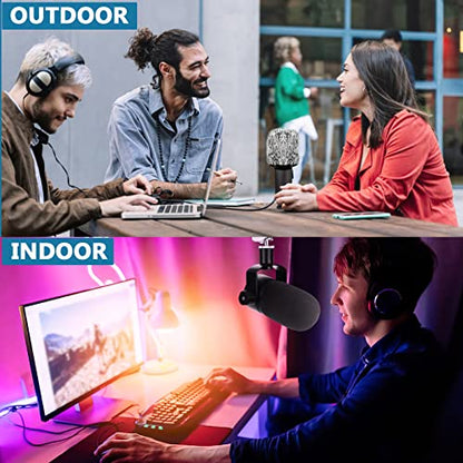 Windscreen Pop Filter Compatible with Rode Podmic, Procaster, Podcaster, NT1, NT1-A, NT2-A, NT-USB, K2, NT1000, NT2000,Mic Foam Cover +Furry Wind Muff Mic Cover Compatible with Rode Podmic,Combo 2Pack