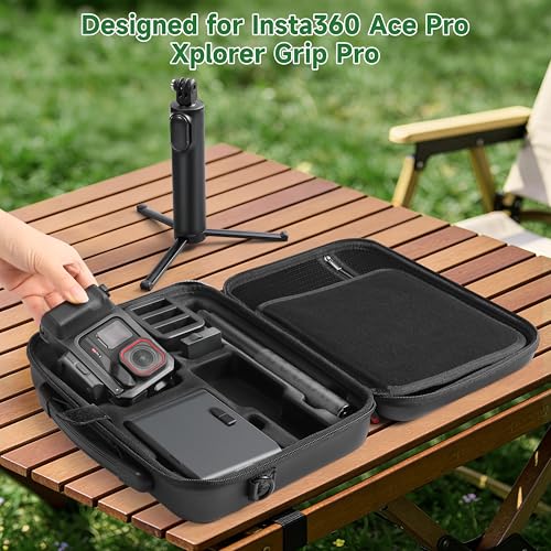 STARTRC VCR Carry Case for Insta360 ACE Pro/Ace Pro 2 Xplorer Grip Pro Flash Print Bundle Accessories Hard Storage Travel Bag extension Cage for Insta 360 Mini 2-in-1 Tripod/114cm Selfie Stick