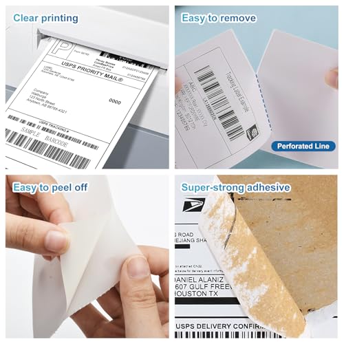 9527 Product Fanfold 4 x 6 Direct Thermal Labels White Perforated Shipping Labels, 500pcs per Stack,1 Stack - color: White, size: 1 Stacks | 500 Labels