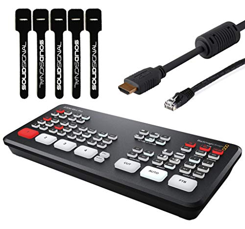 Blackmagic Design ATEM Mini Pro HDMI Live Stream Switcher Bundle with 6’ HDMI Cable, 7’ Cat5e Cable, and 5-Pack of SolidSignal Cable Ties (SWATEMMINIBPR) - style: Mini Pro