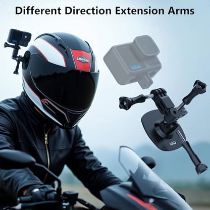 HSU Flexible Adhesive Mount with 3M Adhesive Sticky | Same & Vertical Direction Adjust Arm for Insta360 X4 X3 X2, GoPro Hero 13/12/11/10/9, DJI Osmo Action Camera Accessories