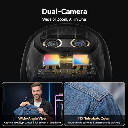 EMEET Piko Dual-Camera 4K Webcam for Streaming, Wide-Angle & Telephoto Cameras, Max 11X Hybrid Zoom, 0.2s Autofocus, Remote Control, 3 Mics, Panda Privacy Cover, USB C-C&C-A, for Streaming/Work/Study - style: Piko Dual w/ Max 11X Hybrid Zoom