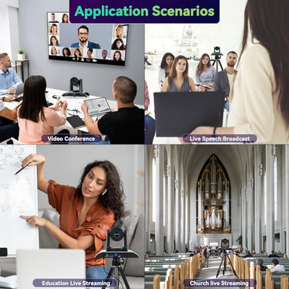 4K Conference Room Camera System AI Auto-Tracking 4K PTZ Camera 3X Optical Zoom 93° Wide Angle USB3.0 HDMI Output and Wireless Bluetooth Speakerphone with Mics for Conferencing Worship Church Medical - color: Jet