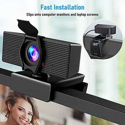 LITEPRO Webcam with Microphone & Privacy Cover, 1080P HD Web Computer Camera, USB Plug and Play Laptop PC Desktop Camera, Works with Zoom, Skype, Teams, Video Conferencing/Recording/Streaming