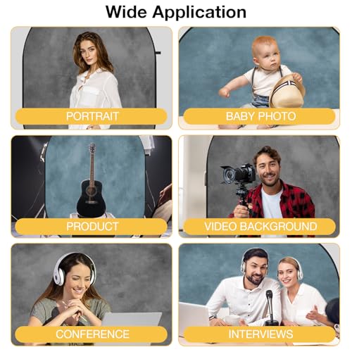 Kate Collapsible Backdrop Pop-up Photo Backdrops Folded Grey Teal for Photography, for Video, for Broadcast, 5x6.5ft