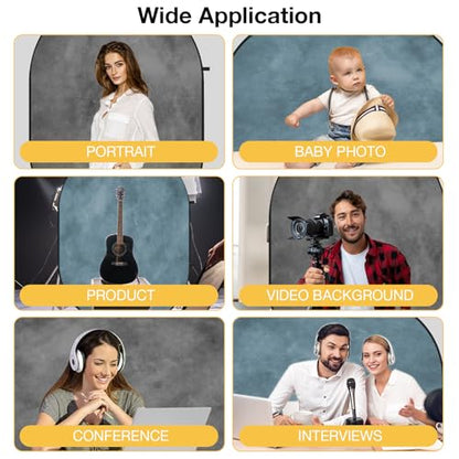 Kate Collapsible Backdrop Pop-up Photo Backdrops Folded Grey Teal for Photography, for Video, for Broadcast, 5x6.5ft