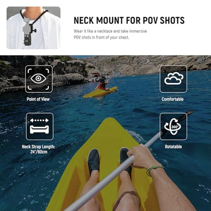 NEEWER Magnetic Neck Mount with Pocket 3 Cage, Flexible Quick Release Action Camera Neck Holder Compatible with Hero 13 12 11 Max DJI Action 5 Pro Insta360 Osmo Pocket 3 Accessory for POV, GP39 - style: GP39