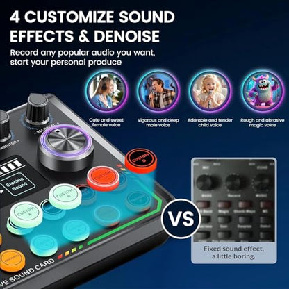 ALSO GO Podcast Equipment Bundle for 2, Podcast Microphone Bundle with Voice Changer, Recording Studio Equipment with Audio Interface, for Podcasting, Recording, Singing, Streaming, Gaming