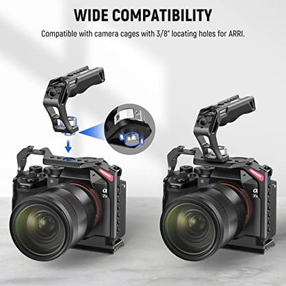 NEEWER Camera Top Handle with 3/8" ARRI Locating Pins, Comfort Silicone Grip with 1/4" 3/8" Threads and 3 Cold Shoes, Compatible with SmallRig Handles Camera Cages Video Rigs, CA007 - style: CA007