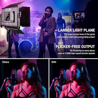 GVM RGB LED Video Light Kit, Dimmable Photography Lighting with APP Control, 680RS 50W 3 Packs Led Panel Light for YouTube Studio, Video Shooting, Gaming, Streaming, Zoom, Broadcasting, Conference - size: 50 W Without Softbox