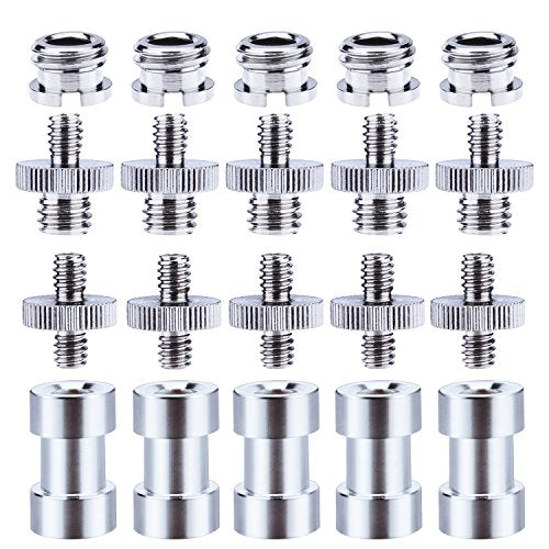 Sunmns 1/4 Inch and 3/8 Inch Converter Threaded Screws Adapter Mount Set for Camera/Tripod/Monopod/Ballhead, 21 Pieces