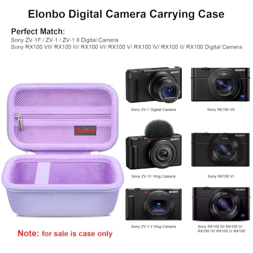 Case for Sony ZV-1F/ ZV-1/ ZV-1 II/Sony RX100 VII/ RX100 III Digital Camera | Sony ZV-1F/ ZV-1/ZV-1 II/ RX100 VII Digital Camera Carrying Case, Hard Travel Protective Bag, Pocket fits Accessories, Purple - color: Purple