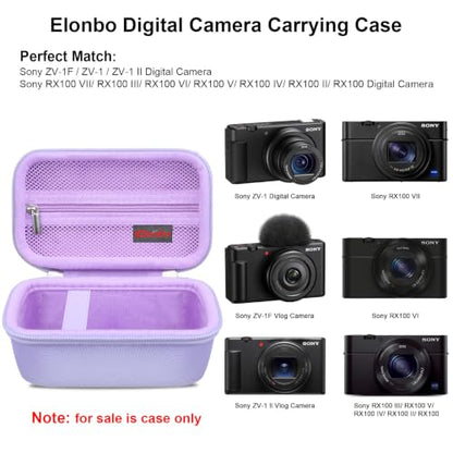 Case for Sony ZV-1F/ ZV-1/ ZV-1 II/Sony RX100 VII/ RX100 III Digital Camera | Sony ZV-1F/ ZV-1/ZV-1 II/ RX100 VII Digital Camera Carrying Case, Hard Travel Protective Bag, Pocket fits Accessories, Purple - color: Purple