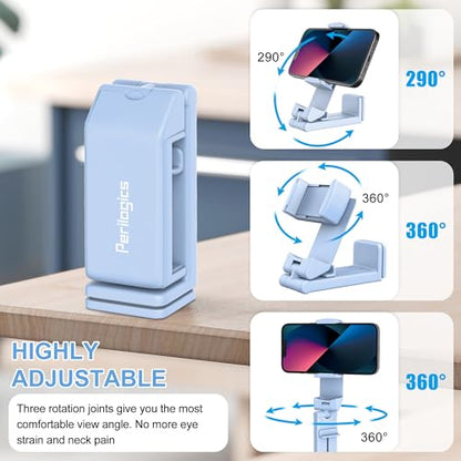 Perilogics Airplane Phone Holder Mount Universal in Flight Hands Free Viewing with Multi-Directional Dual 360 Degree Rotation. The Go-to Choice for Frequent Flyers and Travelers’ Favorite. - color: Blue / White