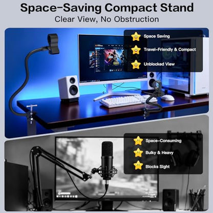 ZealSound Gooseneck Microphone Stand with Clamp, Flexible 19'' Boom Arm Mic Mount for Desk & Pipes, Compatible with Blue Yeti, Snowball, Razer, Pyle, Podcasting & Streaming