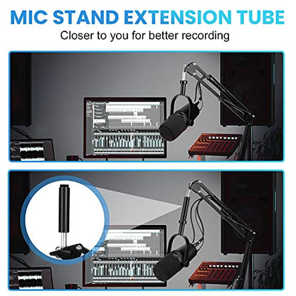 YOUSHARES Mic Stand Extension, 5/8" Female to 5/8" Male Microphone Extension Tube for Desk Stands(3.15 in) - color: black