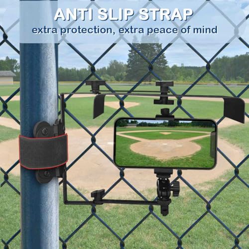 Magnetic Phone Fence Mount with Shade, Fence Phones Holder for iPhone, Phones, Mevo Start and Other Action Cameras, for Recording Baseball, Softball and Tennis Games (Black) - style: Magnetic Fence Mount