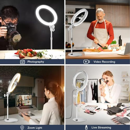 Desk Ring Light with Stand for Computer, Zoom Lighting for Computer, 30 Light Modes for Video Conference, Video Calls, Home Office, Desk Lighting for Video Recording, Podcast, Webcam, Stream