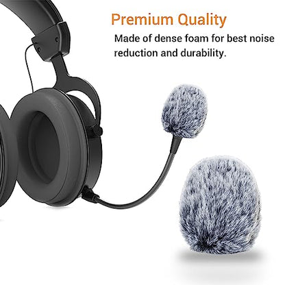 Cubilux Furry Windscreen for Game Headset, Muff Windshield Windjammer Deadcat,Wind Muff & Dead Cat for Headset, 5-Pack