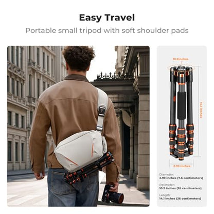 K&F CONCEPT Camera Sling Bag, Lightweight Camera Bag for Mirrorless/DSLR, Foldable Side Pocket & Quick-Access Front Pocket, Adjustable Divider, Camera Bags for Photographers, White, 7L - color: White