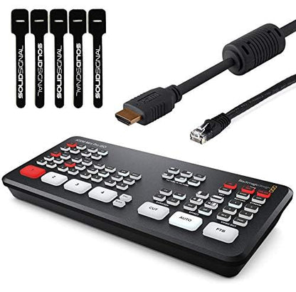 Blackmagic Design ATEM Mini Pro ISO HDMI Live Stream Switcher Bundle with 6’ HDMI Cable, 7’ Cat5e Cable, and 5-Pack of SolidSignal Cable Ties (SWATEMMINIBPRISO) - style: Mini Pro ISO
