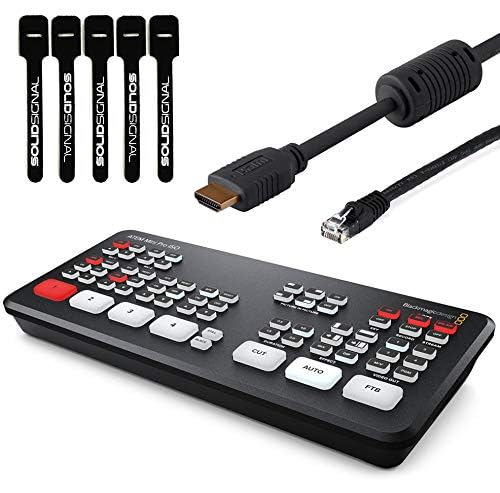 Blackmagic Design ATEM Mini Pro ISO HDMI Live Stream Switcher Bundle with 6’ HDMI Cable, 7’ Cat5e Cable, and 5-Pack of SolidSignal Cable Ties (SWATEMMINIBPRISO) - style: Mini Pro ISO