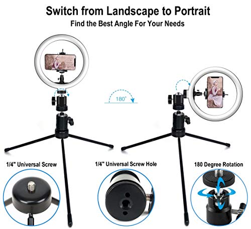 DaVoice 10" 3 Light Modes Desktop Ring Light for Zoom Meetings, with Stand, Phone Holder, USB Powered