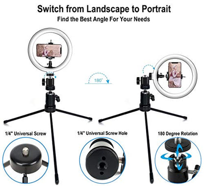 DaVoice 10" 3 Light Modes Desktop Ring Light for Zoom Meetings, with Stand, Phone Holder, USB Powered