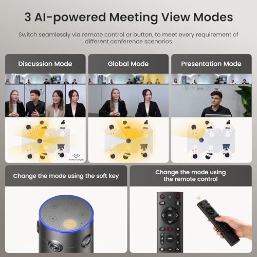NEARITY 360 Alien 4K Video Conference Camera with Microphone, 8MP Video Conferencing Webcam, 3 AI Modes, 6 Noise Cancelling Mics, Auto Framing, Conference Webcam for PC/Laptop/SmartBoard - color: Gray
