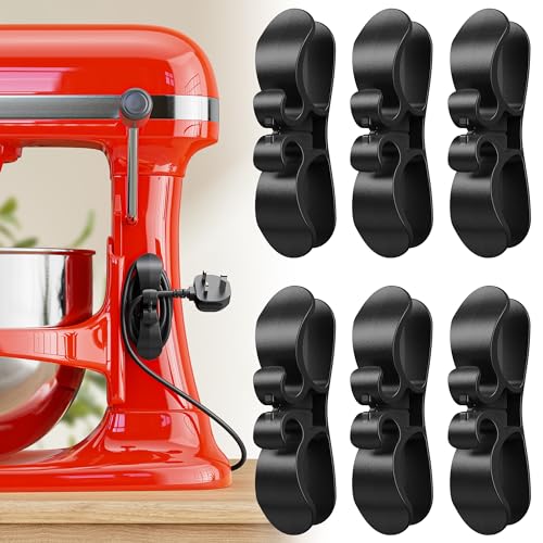 6PCS Upgraded Cord Organizer for Appliances, Kitchen Appliance Cord Organizer Stick On, Appliance Cord Wrappers, Cord Holder, Cord Winder for Air Fryer, Blender, Coffee Maker, Pressure Cooker, Toaster - color: Black-6PCS