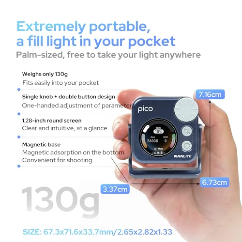 Nanlite Pico Portable LED Fill Light – Full Color RGB, Snap-On Attachment for Phone/Camera Photography, Live Streaming, Video Content Creation (Midnight Blue) - color: Midnight Blue