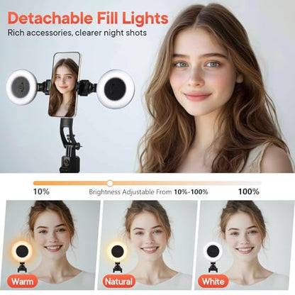 Vlogging Kit for iPhone/Android, 70”Auto Face Tracking Tripod Auto-Open Tripod Stand for iPhone with Light, Wireless Microphones with Remote, YouTube Starter kit for TikTok, Vlogging