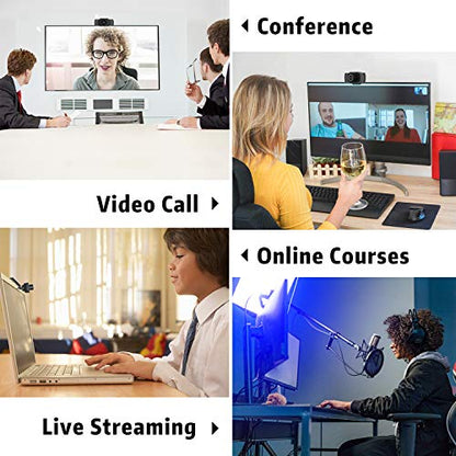 Septekon 1080P HD Webcam with Microphone, Streaming Computer Web Camera for Laptop/Desktop/Mac/TV, USB PC Cam for Video Calling, Conferencing, Gaming