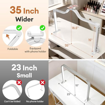 Arch Half Moon Light - Nail Lamp for Desk Foldable Nail Tech Light | Professional 34 inch 420 LED Beads Adjustable Brightness 3 Color Temperature for Manicure Crafting (White) - color: White