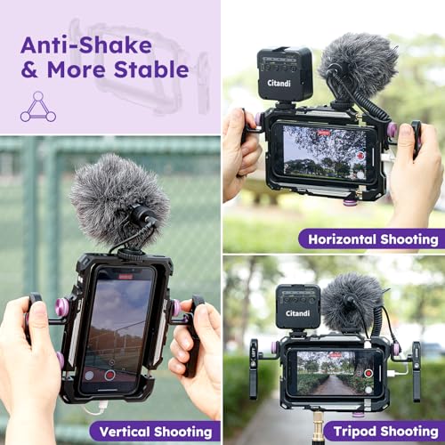 Universal Smartphone Filmmaking Stabilizer, Phone Cage for Vlogging and Videography, Compatible with Most Smartphones