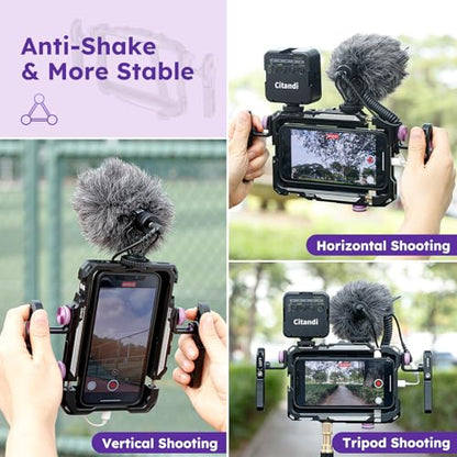 Universal Smartphone Filmmaking Stabilizer, Phone Cage for Vlogging and Videography, Compatible with Most Smartphones
