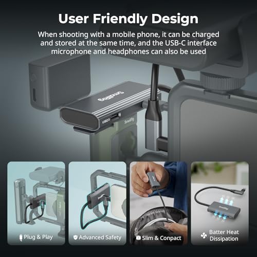 SmallRig 4-in-1 USB-C Hub with a Cold Shoe Mount for Phone/Camera Cage, PD 100W / USB-C 3.1/2.0 with Audio Adapter x 2, for Professional Mobile Shooting - 4598